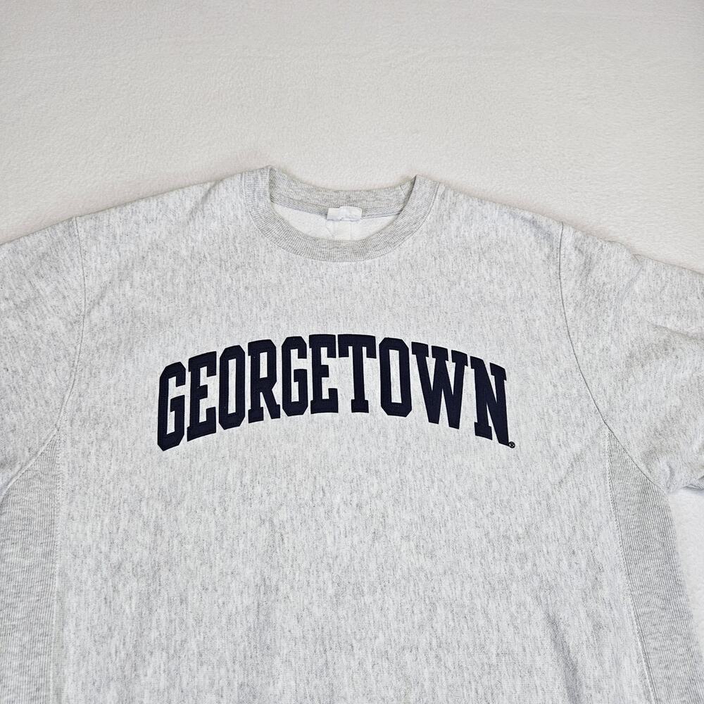 VTG Champion Reverse Weave Crewneck M Georgetown Fleece Sweatshirt Gray Hoyas - Picture 4 of 14